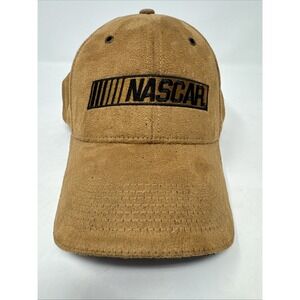 NASCAR Hat Suede Hat Cap Adjustable Light Brown Color